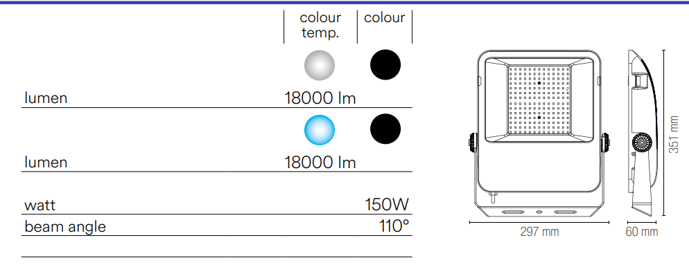 Proiettore per esterno IP65 alluminio nero luce 4000-6000°k varie potenze TAURUS Proiettore per esterno IP65 alluminio nero luce 4000-6000°k varie potenze TAURUS